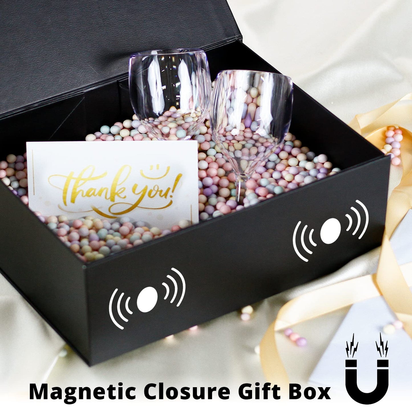 Luxury Large Gift Box 13.8"x9"x4.3" Storage Box Ribbon Magnetic Closure for Luxury Packaging Box for Mother's Day, Birthdays, Bridal Gifts,Weddings